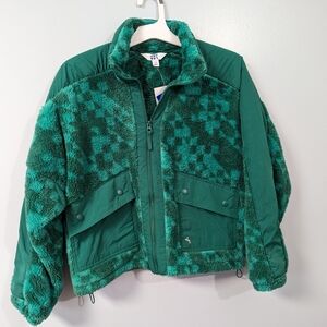 JoyLab Green Fleece Zip Up Jacket Xs